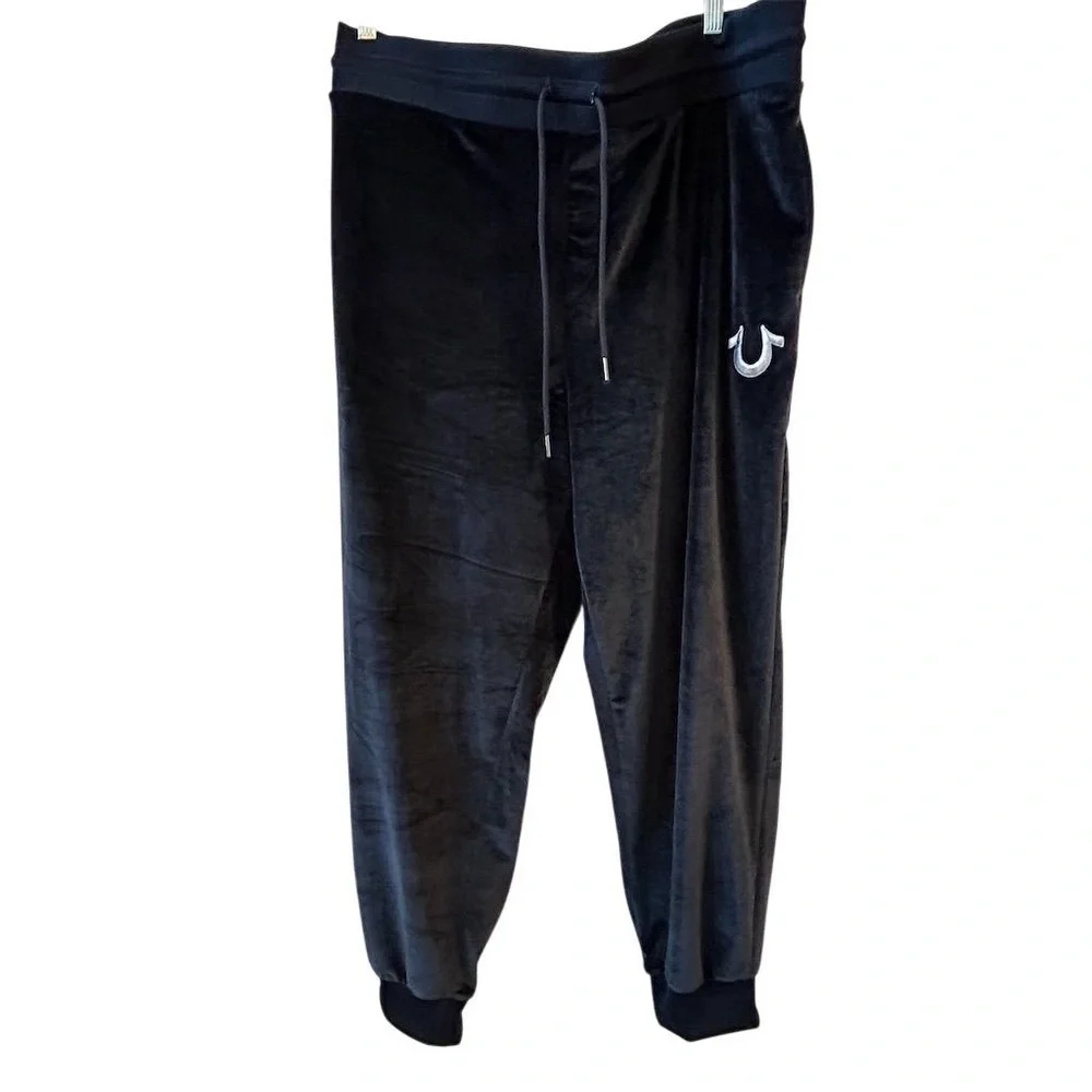 True Religion‎ Men's 3XL Blue Velour Jogger Pants Elastic Waist 28